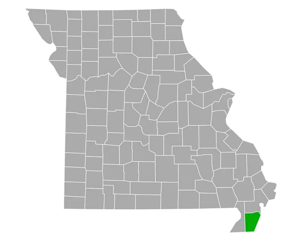 Pemiscot Térképe Missouriban — Stock Vector