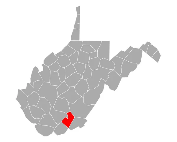 Map Summers West Virginia — Stock Vector