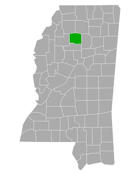 Mappa Yalobusha Mississippi — Vettoriale Stock
