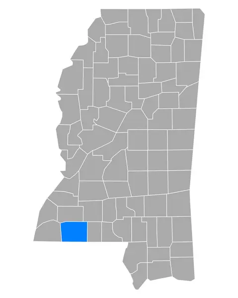 Mississippi Deki Amite Haritası — Stok Vektör