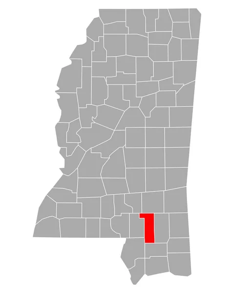 密西西比州福雷斯特地图 — 图库矢量图片