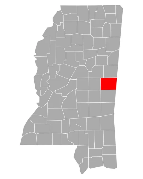 ミシシッピ州のケンパー州地図 — ストックベクタ