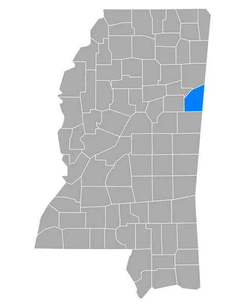 Kaart Van Lowndes Mississippi — Stockvector