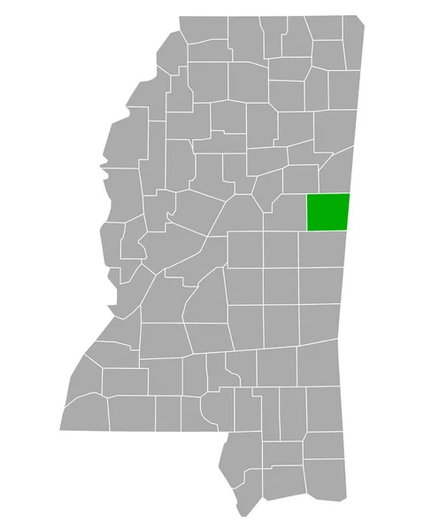 Mississippi Deki Noxubee Haritası — Stok Vektör