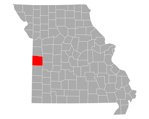 Kaart Van Bates Missouri — Stockvector
