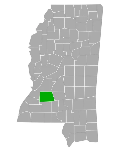 Mappa Copiah Mississippi — Vettoriale Stock