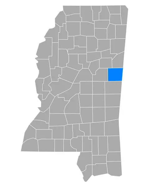 Mapa Noxubee Mississippi — Archivo Imágenes Vectoriales