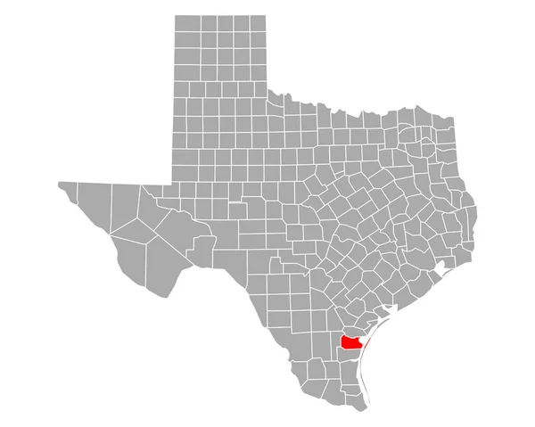 Nueces Térképe Texasban — Stock Vector
