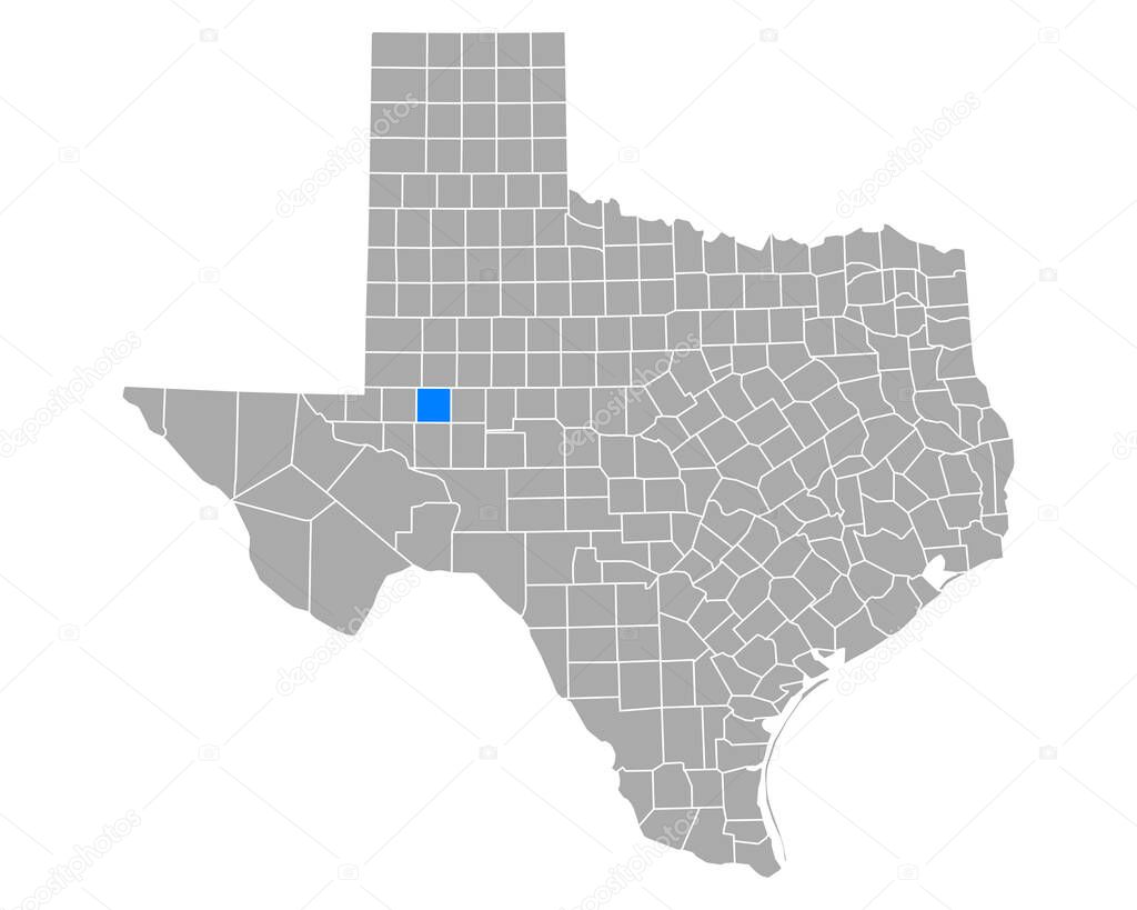 Map of Midland in Texas