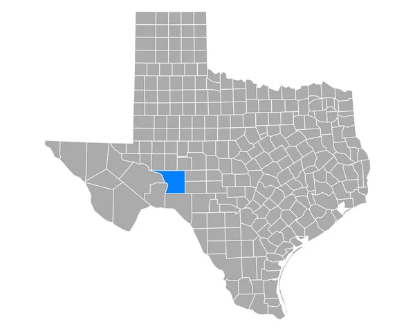 Teksas Taki Crockett Haritası — Stok Vektör