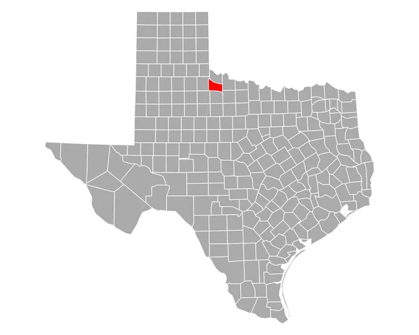 Foard Térképe Texasban — Stock Vector