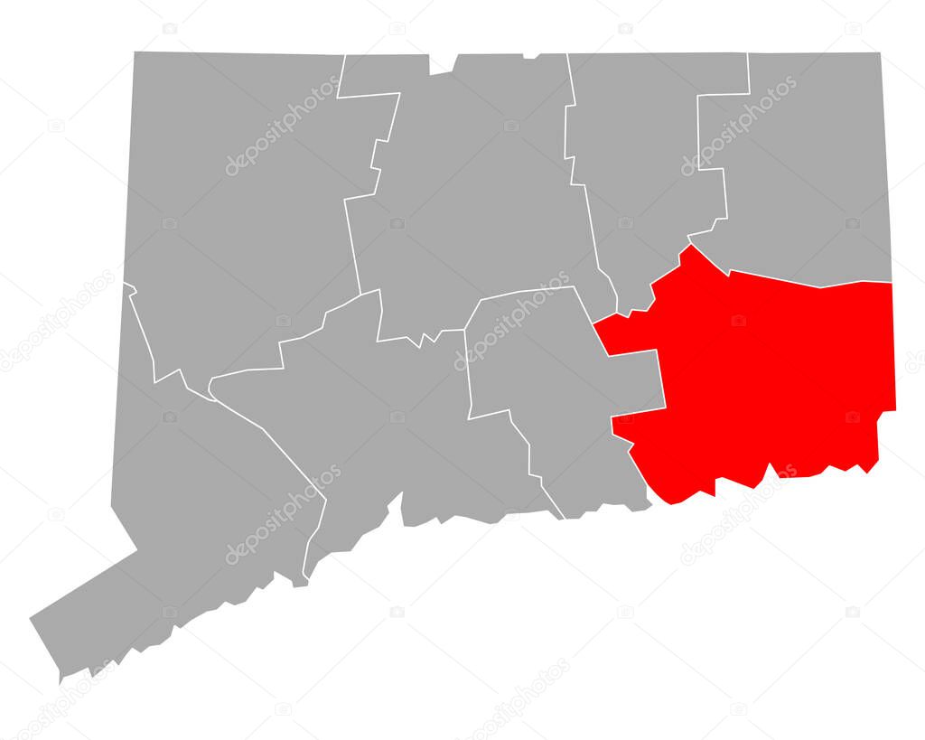 Map of New London in Connecticut