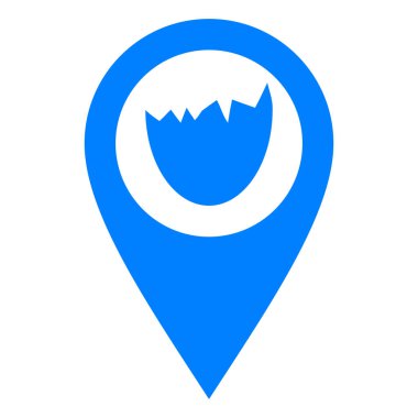 Vektör illüstrasyonu olarak yumurta kabuğu ve konum iğnesi