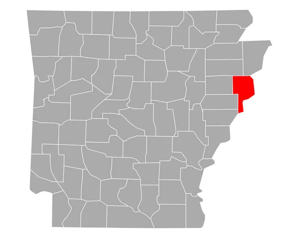 Mapa Crittendenu Arkansasu — Stockový vektor