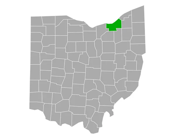 オハイオ州のCuyahoga地図 — ストックベクタ