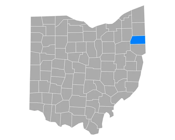 Mapa Mahoningu Ohiu — Stockový vektor