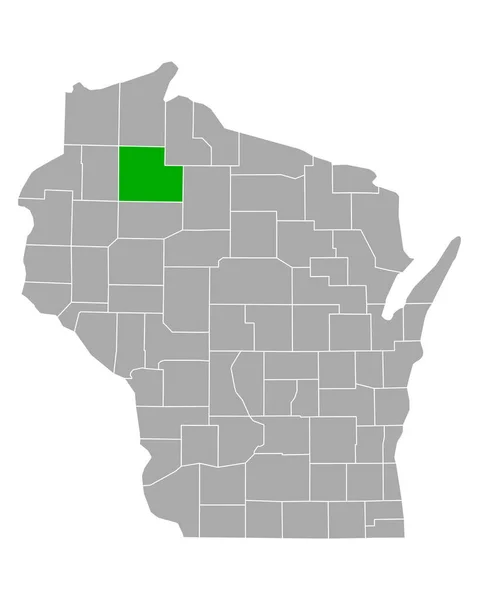 Wisconsin Deki Sawyer Haritası — Stok Vektör