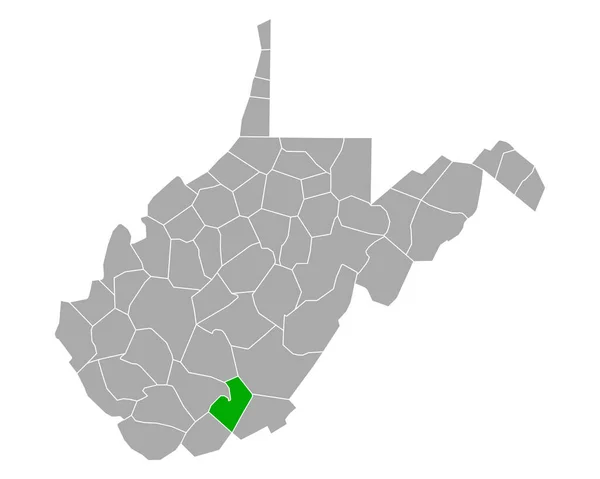 Mapa Summers Virginia Occidental — Vector de stock