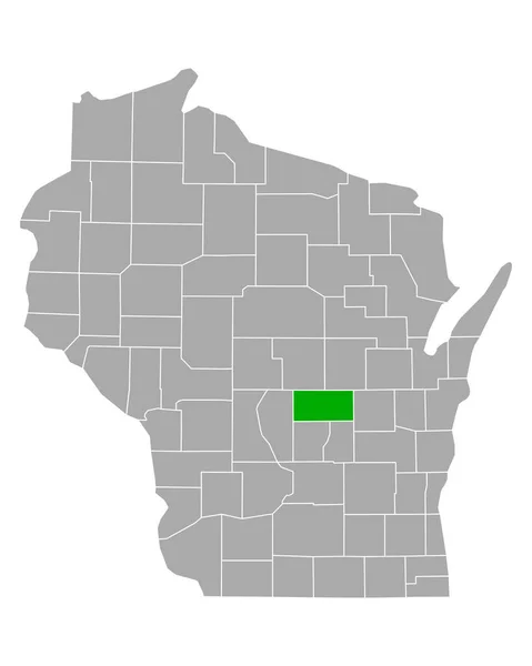 Wisconsin Deki Waushara Haritası — Stok Vektör