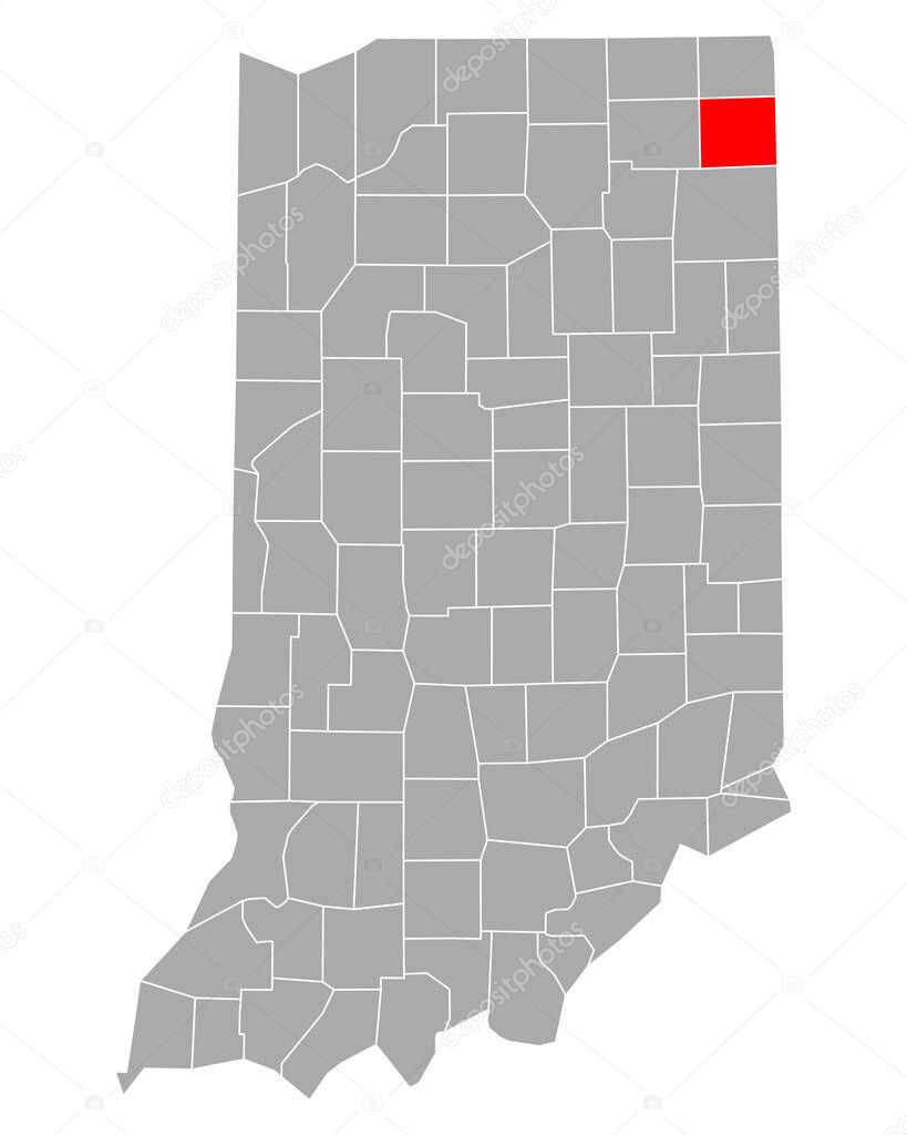 Map of DeKalb in Indiana