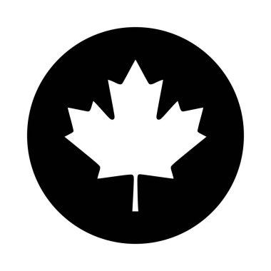 Vektör illüstrasyonu olarak akçaağaç yaprağı ve daire