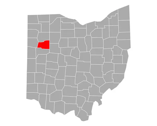 Ohio Daki Allen Haritası — Stok Vektör