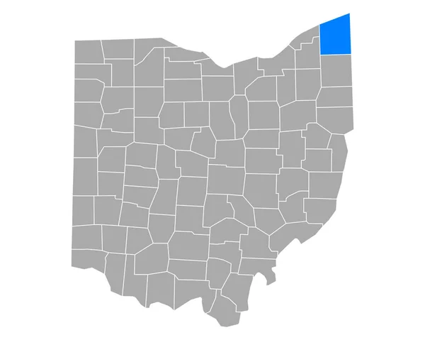 Mapa Ashtabuly Ohiu — Stockový vektor