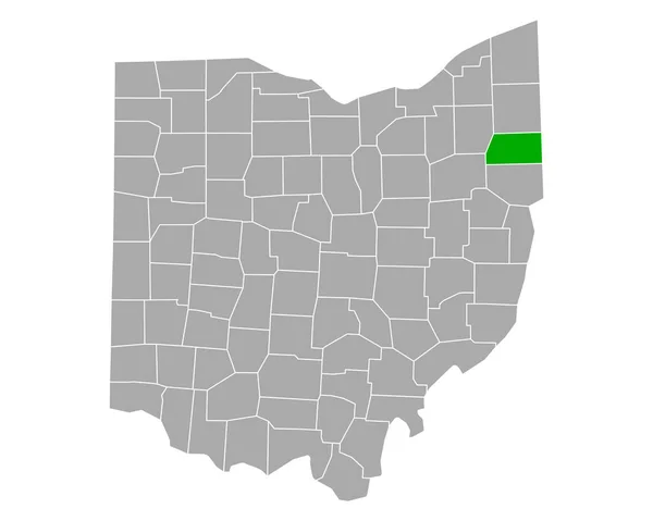 Ohio Daki Mahoning Haritası — Stok Vektör