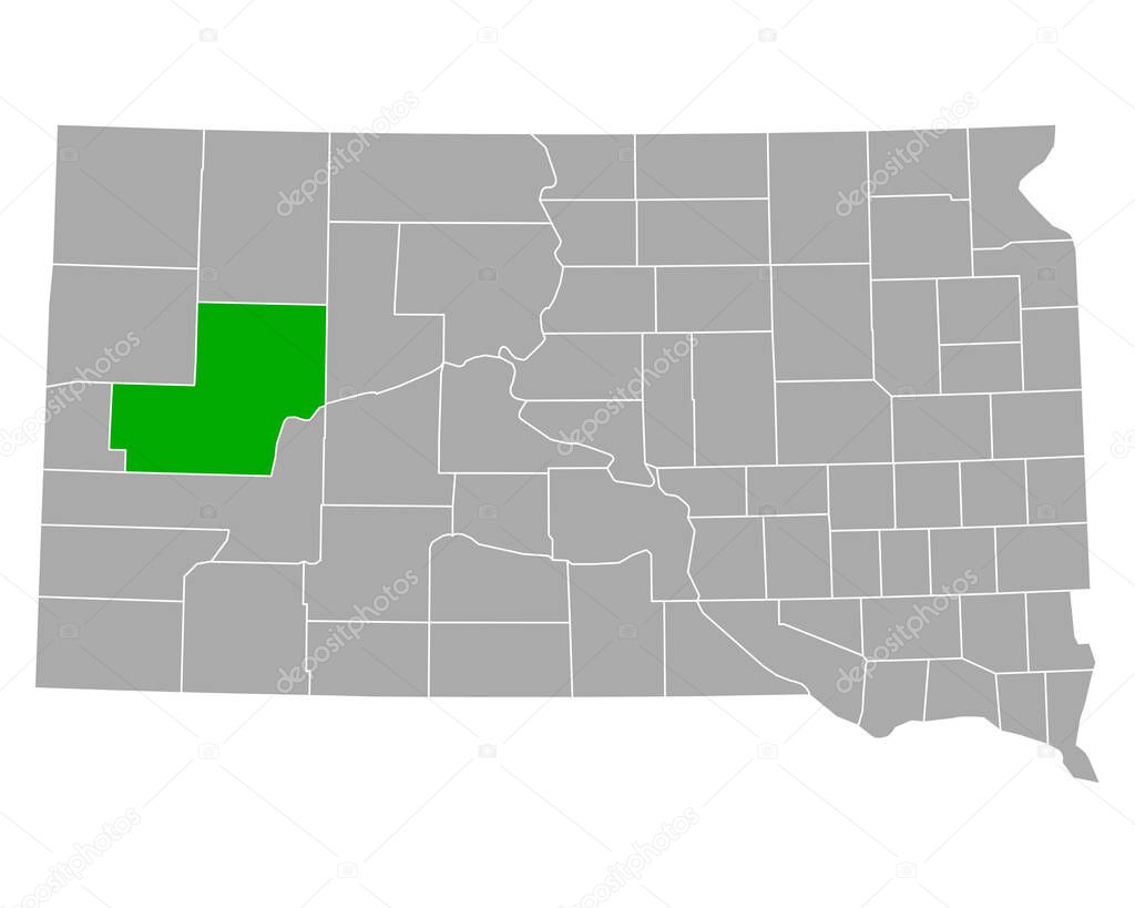 Map of Meade in South Dakota
