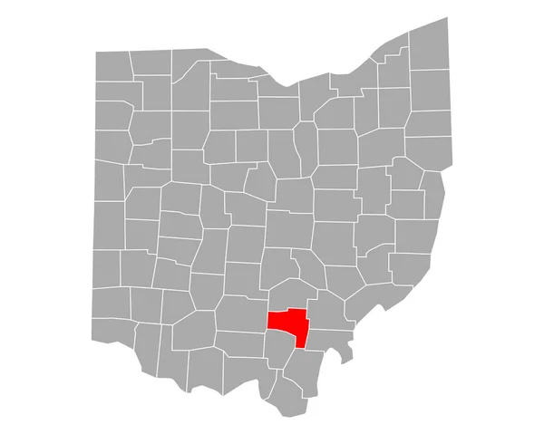Ohio Daki Vinton Haritası — Stok Vektör