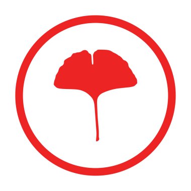 Vektör çizimi olarak Ginkgo yaprağı ve çember