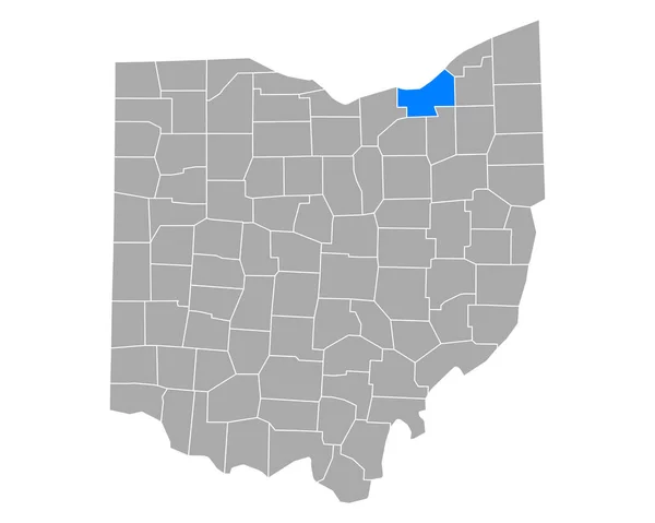 Mapa Cuyahoga Ohio — Archivo Imágenes Vectoriales