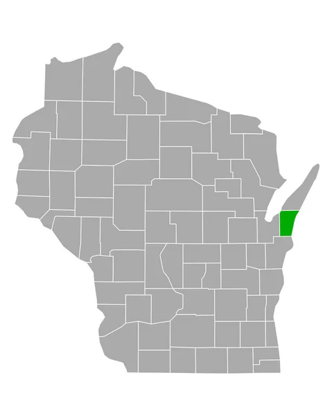 Wisconsin Deki Kewaunee Haritası — Stok Vektör