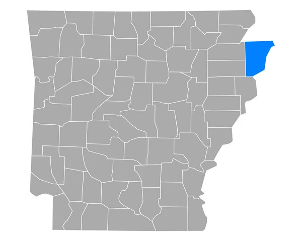 Mississippi Térképe Arkansasban — Stock Vector