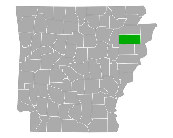 Mapa Poinsett Arkansas — Vector de stock