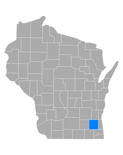 Wisconsin Deki Waukesha Haritası — Stok Vektör