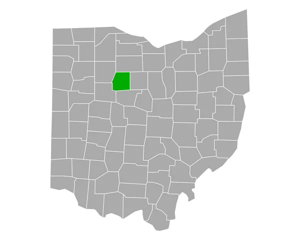 俄亥俄州Wyandot地图 — 图库矢量图片