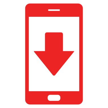 Vektör illüstrasyonu olarak aşağı ok ve akıllı telefon