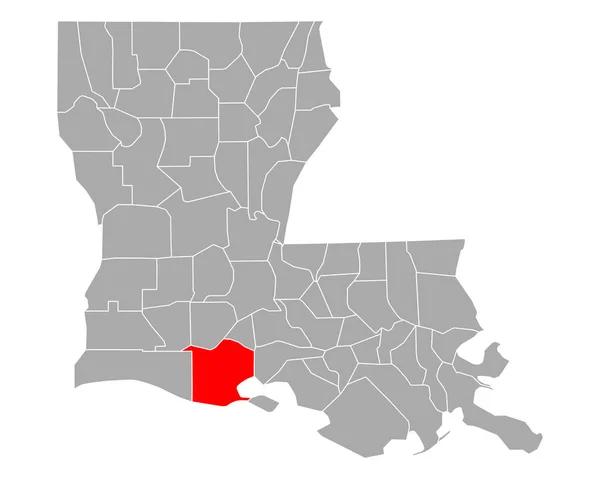 路易斯安那州的Vermilion地图 — 图库矢量图片
