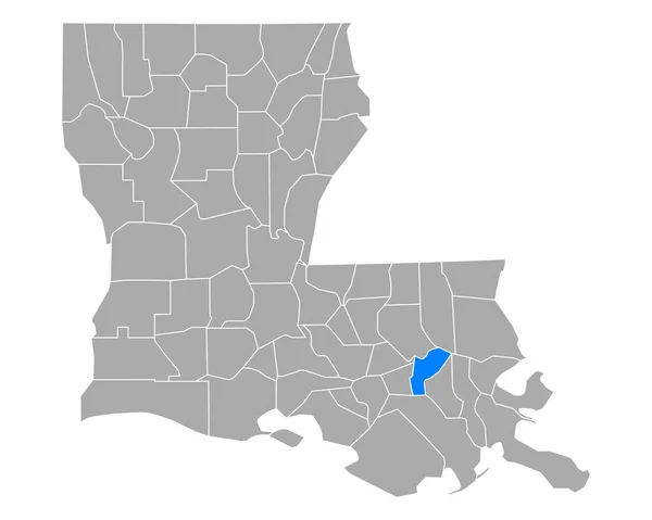 Mappa San Giovanni Battista Louisiana — Vettoriale Stock