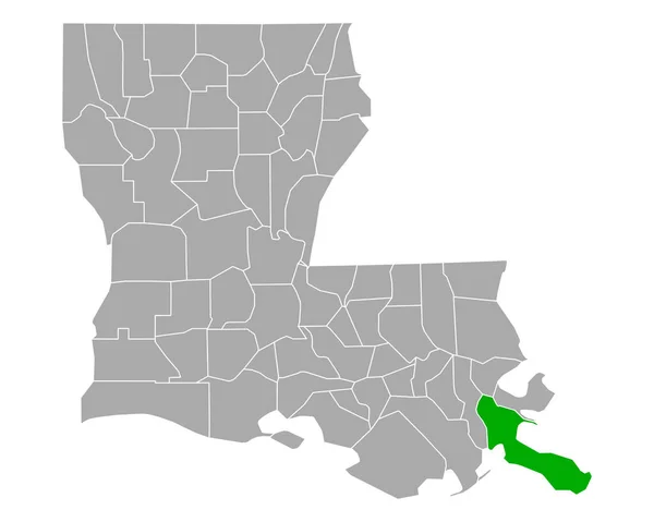 Mapa Plaquemines Luizjanie — Wektor stockowy