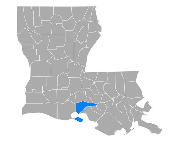 Mapa Iberia Louisiana — Archivo Imágenes Vectoriales