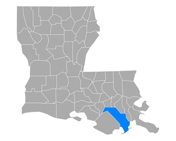 Karta Över Lafourche Louisiana — Stock vektor