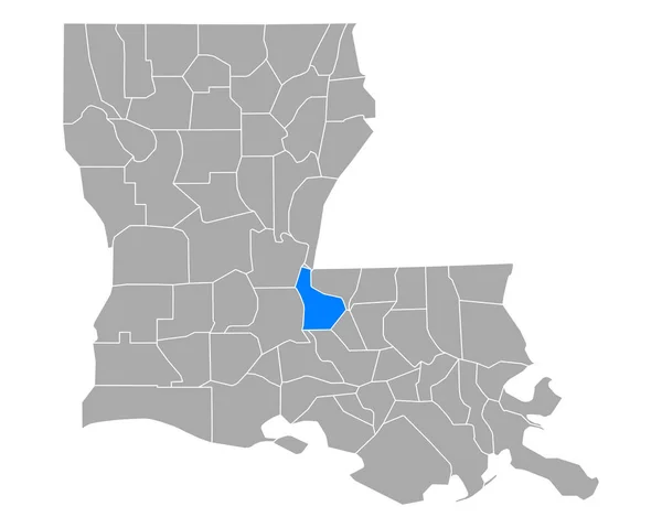 Louisiana Daki Pointe Coupee Haritası — Stok Vektör