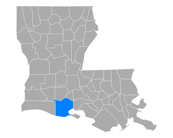 路易斯安那州的Vermilion地图 — 图库矢量图片