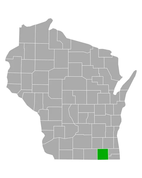 Wisconsin Deki Walworth Haritası — Stok Vektör