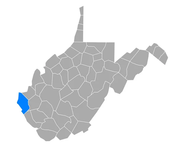 Mapa Wayne Virginia Occidental — Vector de stock