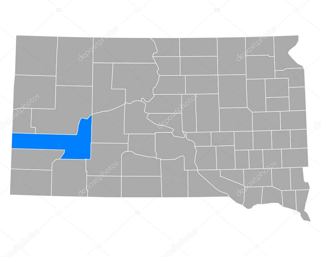 Map of Pennington in South Dakota