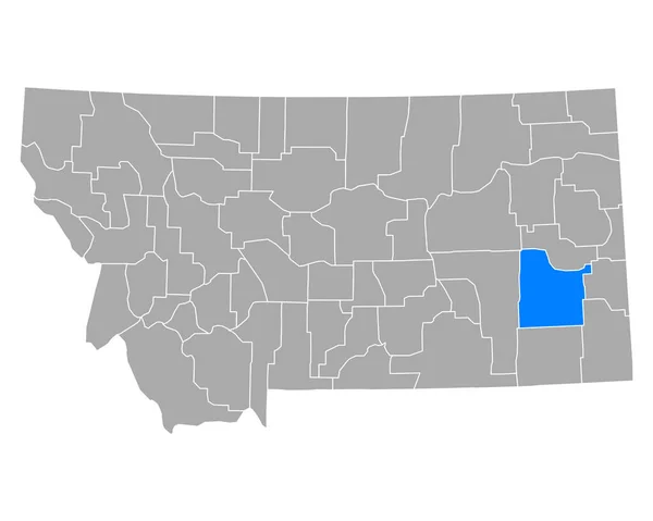 モンタナ州のクースターの地図 — ストックベクタ