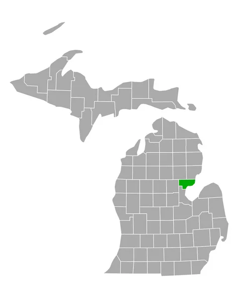 Michigan Daki Arenac Haritası — Stok Vektör
